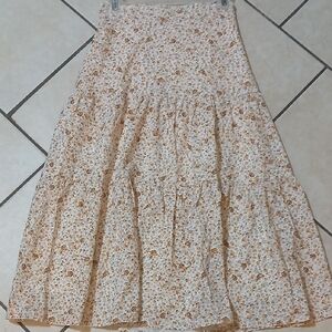 DAZY Womens Size S Floral A-Line Pleated Maxi Skirt